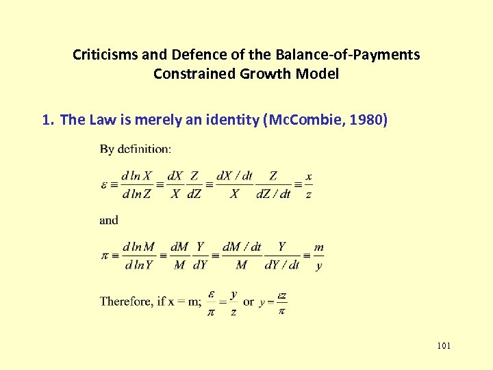 Criticisms and Defence of the Balance-of-Payments Constrained Growth Model 1. The Law is merely