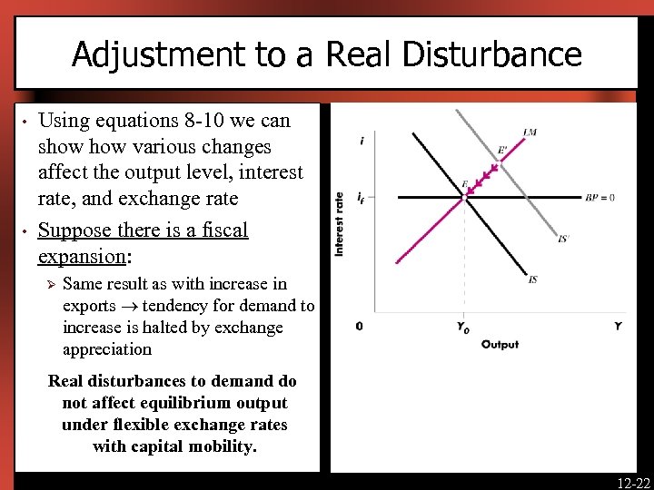 Adjustment to a Real Disturbance • • Using equations 8 -10 we can show