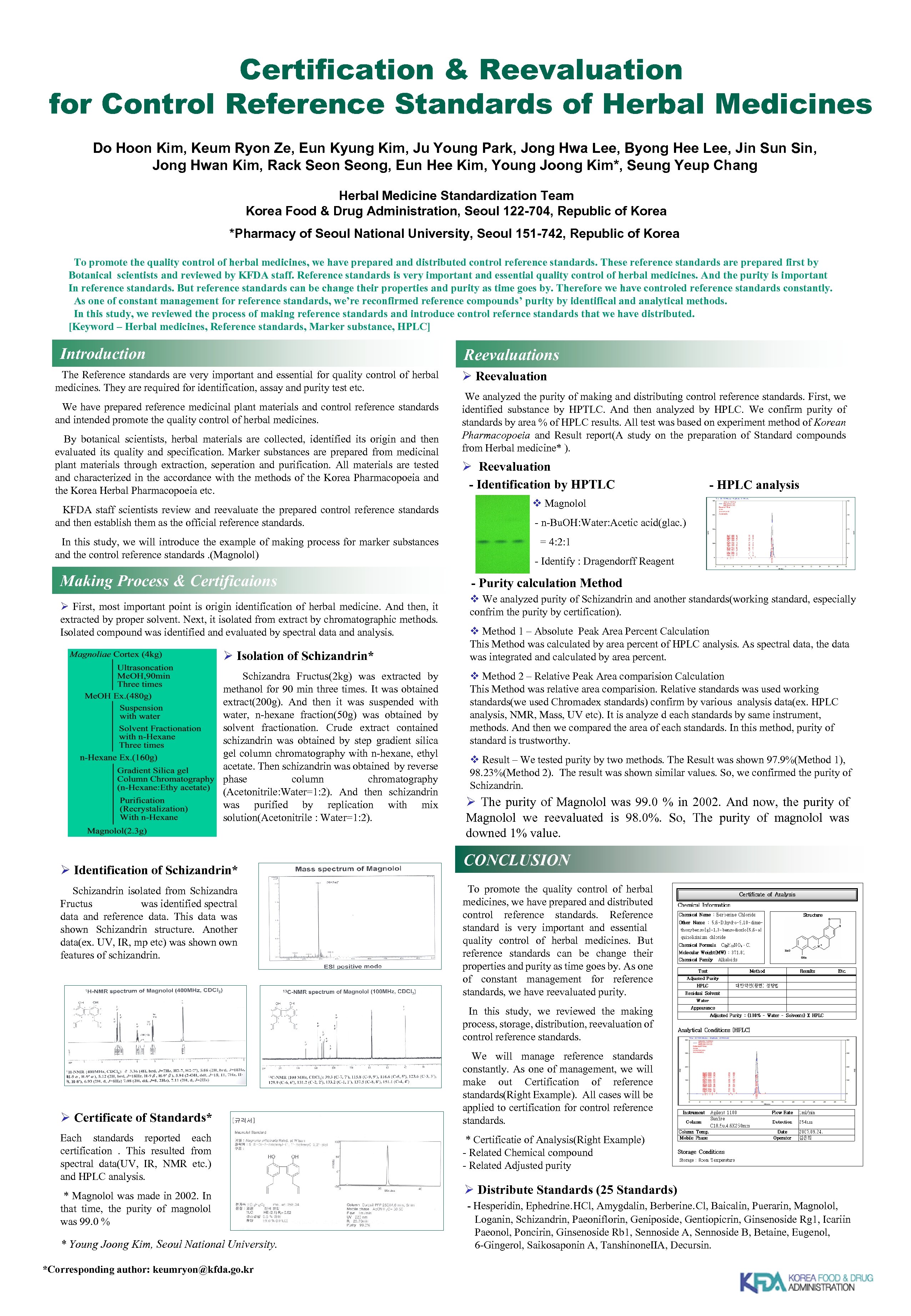 Certification & Reevaluation for Control Reference Standards of Herbal Medicines Do Hoon Kim, Keum