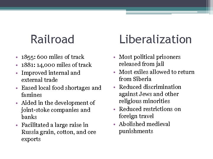 Railroad • 1855: 600 miles of track • 1881: 14, 000 miles of track