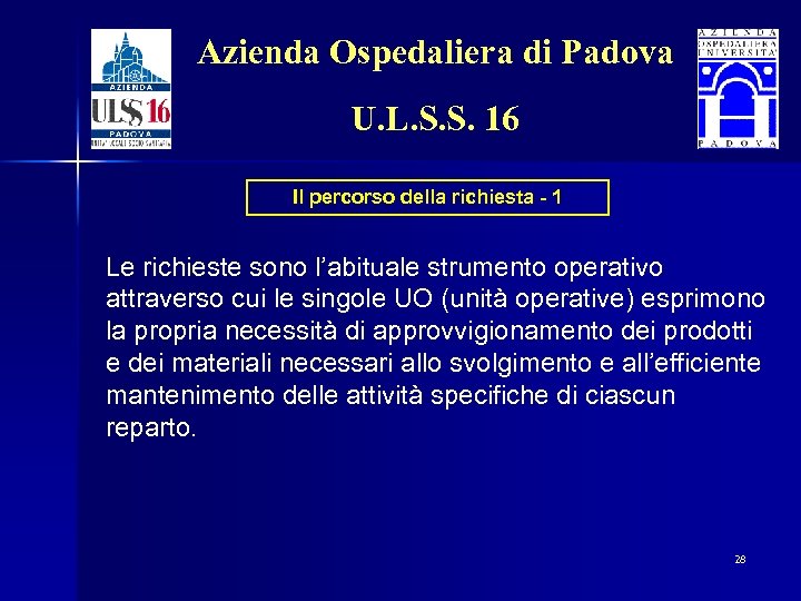 Azienda Ospedaliera di Padova U. L. S. S. 16 Il percorso della richiesta -