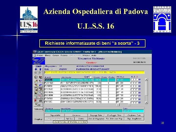 Azienda Ospedaliera di Padova U. L. S. S. 16 Richieste informatizzate di beni “a