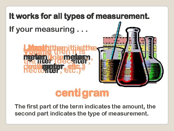 It works for all types of measurement. If your measuring. . . Lengththen ititisthe