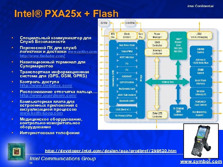 Intel® PXA 25 x + Flash Специальный коммуникатор для Служб Безопасности Переносной ПК для