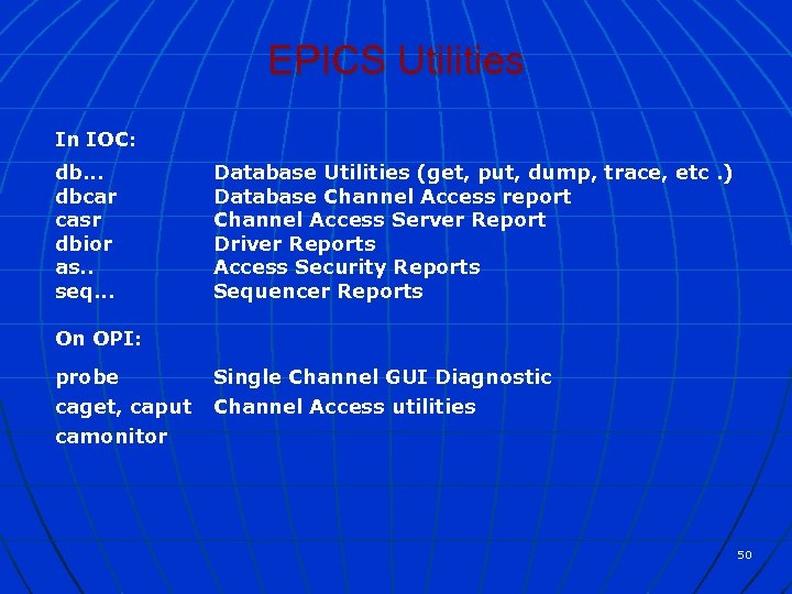 EPICS Utilities In IOC: db. . . dbcar casr dbior as. . seq. .