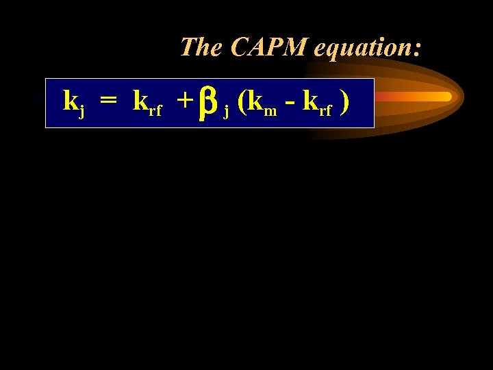 The CAPM equation: kj = krf + b j (km - krf ) 