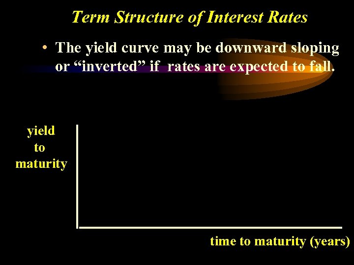 Term Structure of Interest Rates • The yield curve may be downward sloping or