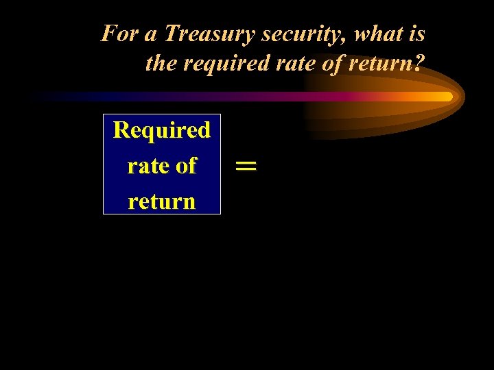 For a Treasury security, what is the required rate of return? Required rate of