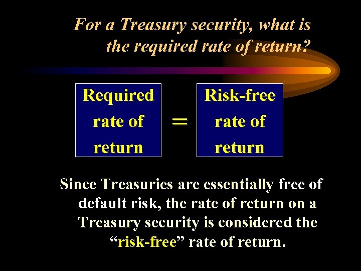 For a Treasury security, what is the required rate of return? Required rate of