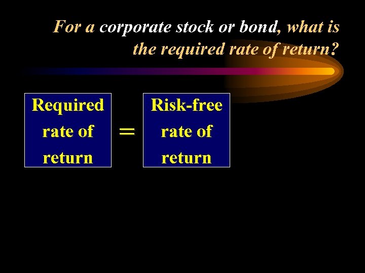 For a corporate stock or bond, what is the required rate of return? Required