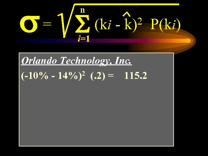 s= n S (ki - 2 k) i=1 Orlando Technology, Inc. (-10% - 14%)2
