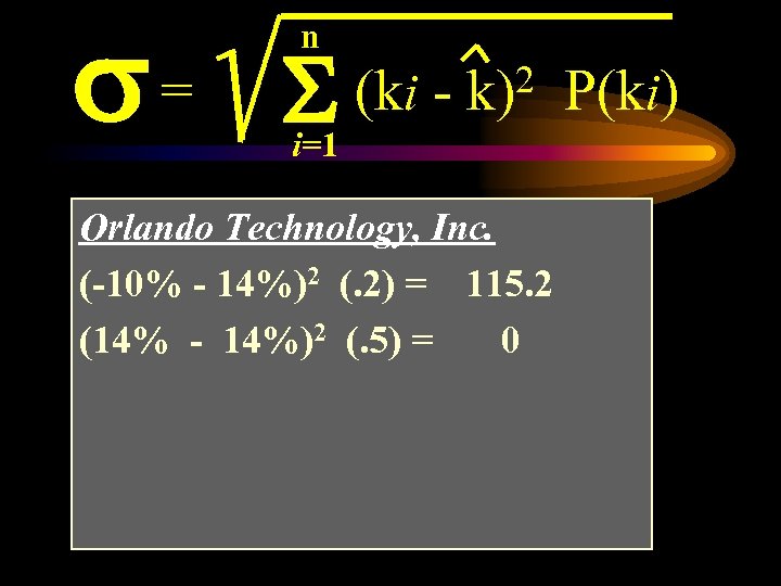 s= n S (ki - 2 k) i=1 Orlando Technology, Inc. (-10% - 14%)2