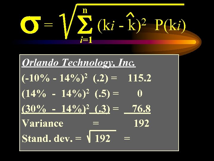s= n S (ki - 2 k) i=1 Orlando Technology, Inc. (-10% - 14%)2