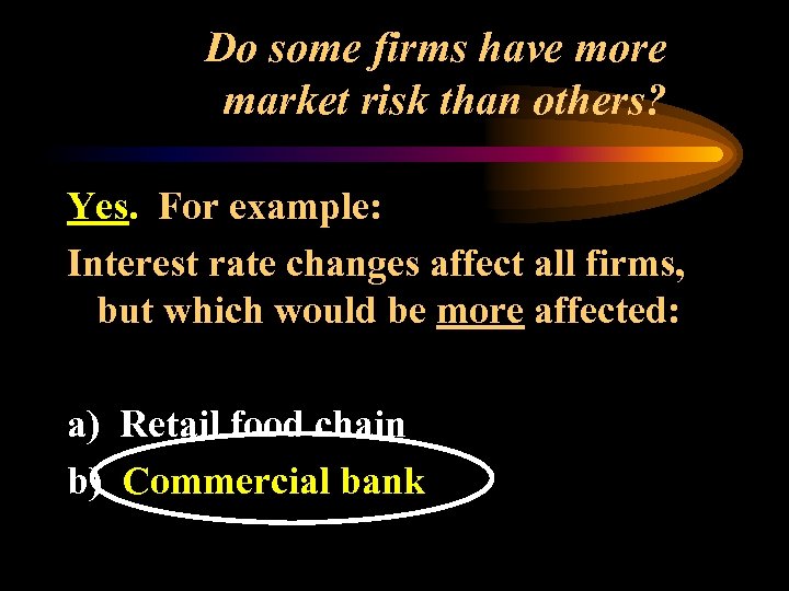 Do some firms have more market risk than others? Yes. For example: Interest rate