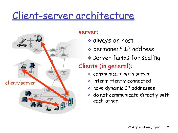 Client-server architecture server: v always-on host v permanent IP address v server farms for