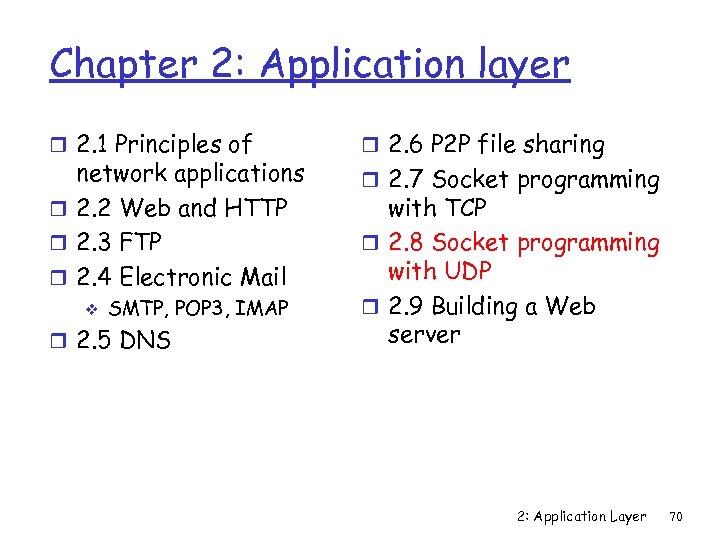 Chapter 2: Application layer r 2. 1 Principles of network applications r 2. 2