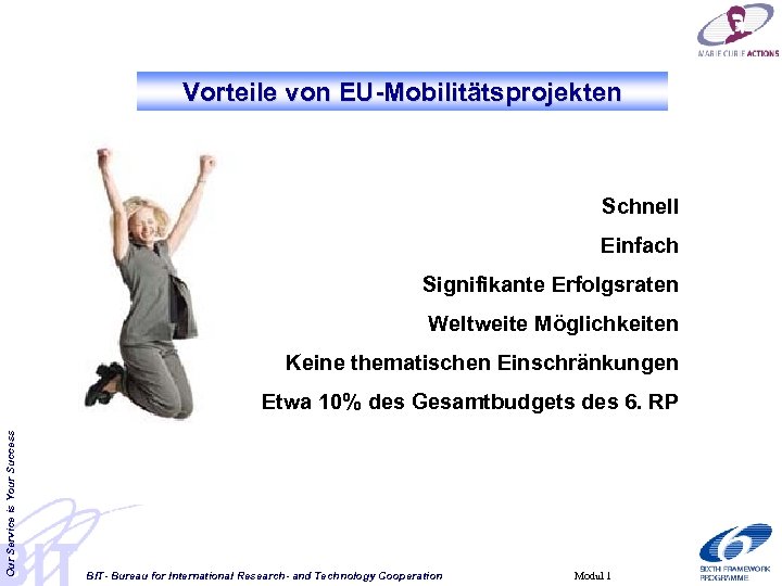 Vorteile von EU-Mobilitätsprojekten Schnell Einfach Signifikante Erfolgsraten Weltweite Möglichkeiten Keine thematischen Einschränkungen Our Service