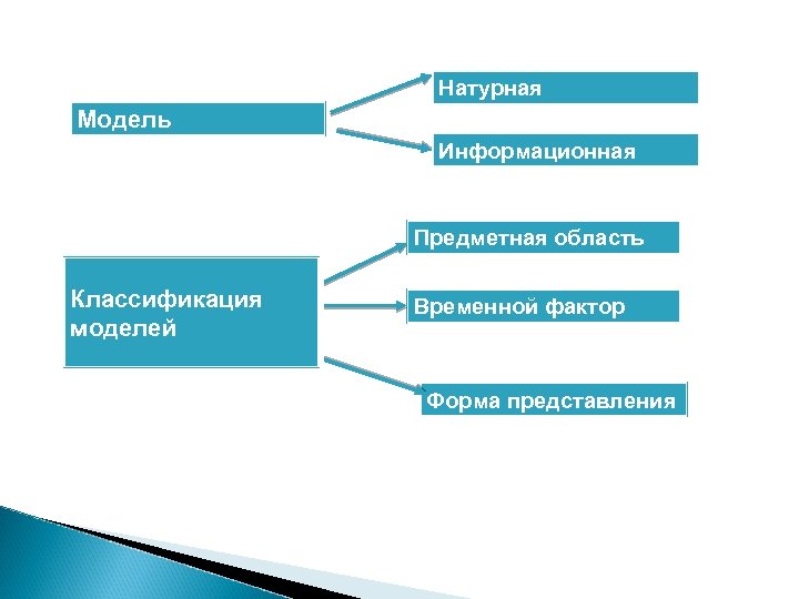 Натурная Модель Информационная Предметная область Классификация моделей Временной фактор Форма представления 