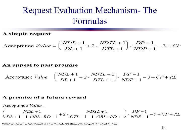 Request Evaluation Mechanism- The Formulas 84 