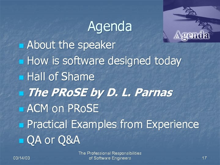 Agenda About the speaker n How is software designed today n Hall of Shame