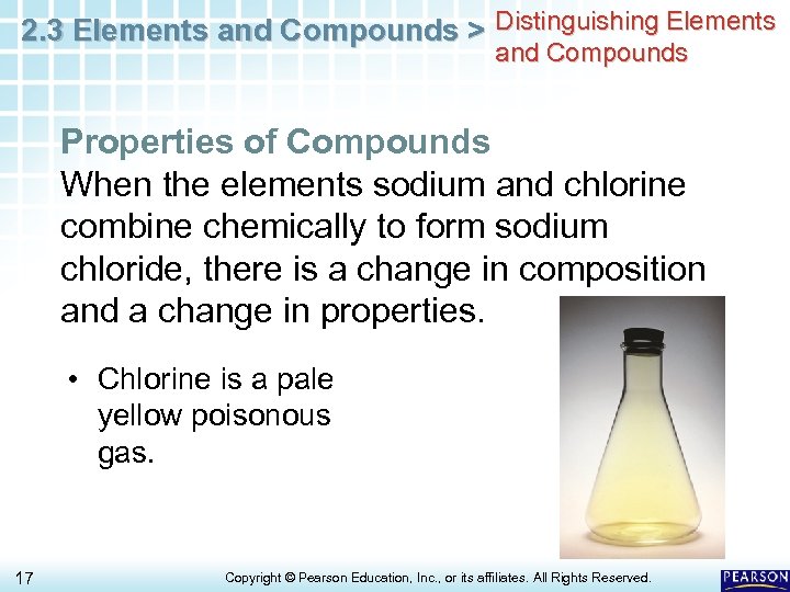 2. 3 Elements and Compounds > Distinguishing Elements and Compounds Properties of Compounds When