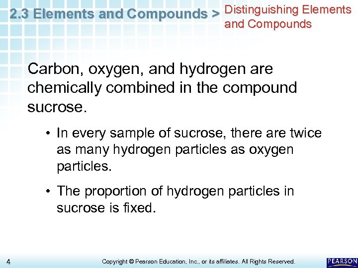 2. 3 Elements and Compounds > Distinguishing Elements and Compounds Carbon, oxygen, and hydrogen