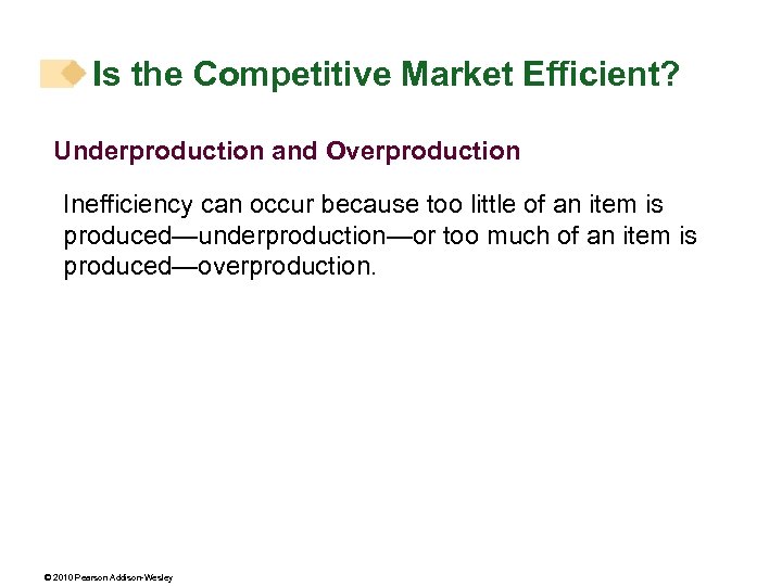 Is the Competitive Market Efficient? Underproduction and Overproduction Inefficiency can occur because too little