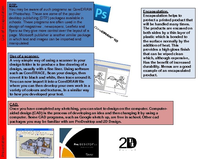 Use of encapsulation DTP. You may be aware of such programs as Corel. DRAW