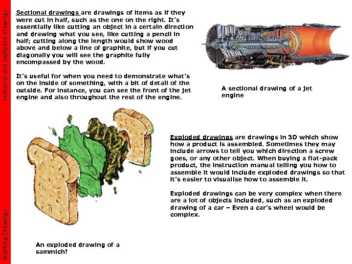 Sectional and exploded drawings Sectional drawings are drawings of items as if they were