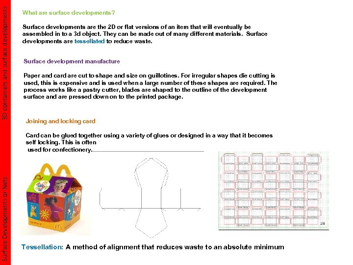 3 D containers and surface developments What are surface developments? Surface developments are the