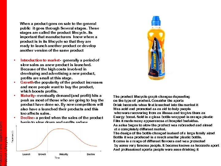 roducts and applications roduct Lifecycle When a product goes on sale to the general