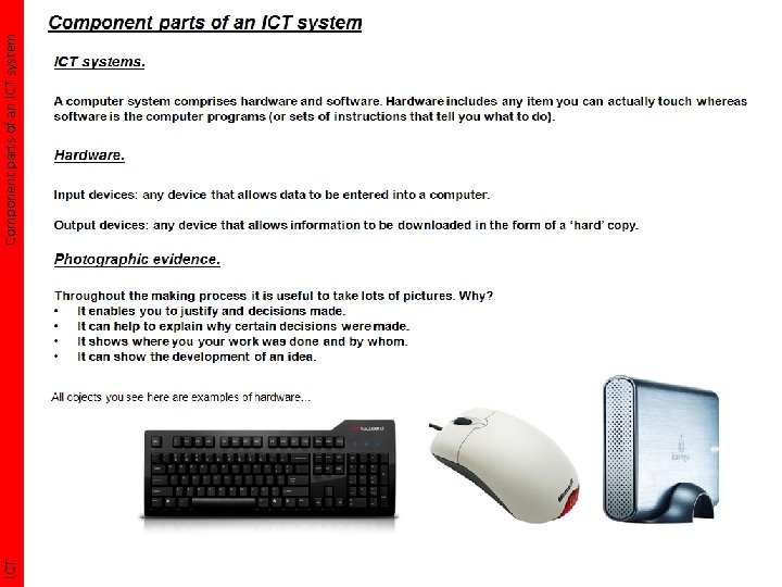 ICT Component parts of an ICT system 