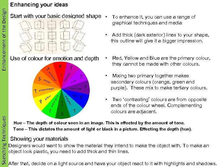 Enhancement of the Design Enhancing your ideas Start with your basic designed shape •