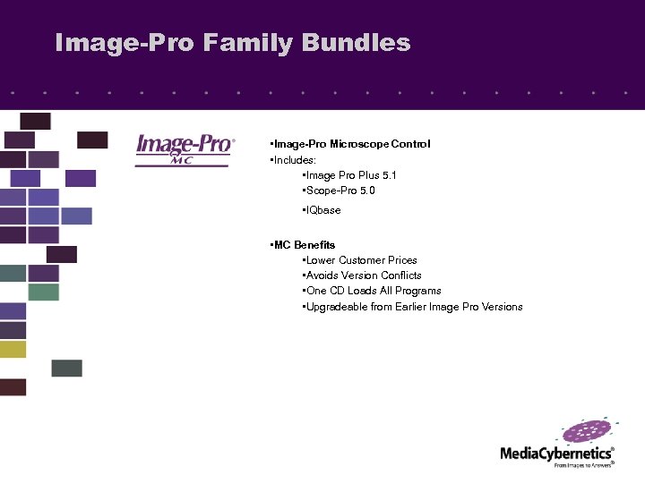 Image-Pro Family Bundles • Image-Pro Microscope Control • Includes: • Image Pro Plus 5.