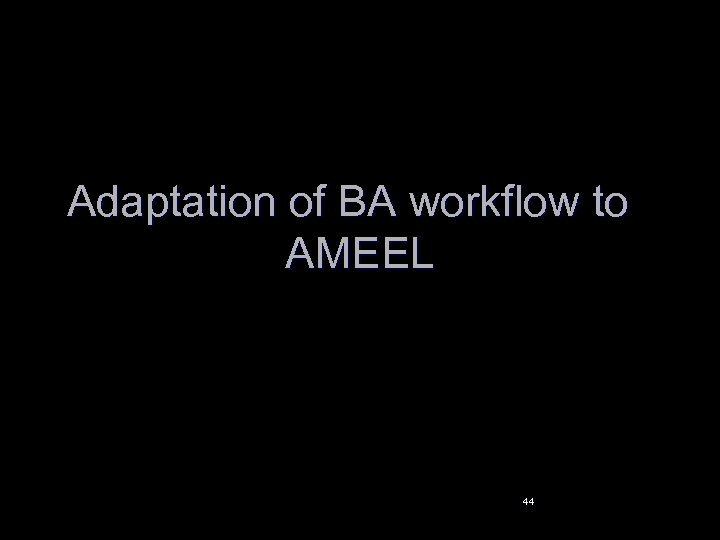 Adaptation of BA workflow to AMEEL 44 