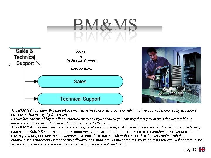 Sales & Technical Support Servicesflow The BM&MS has taken this market segment in order