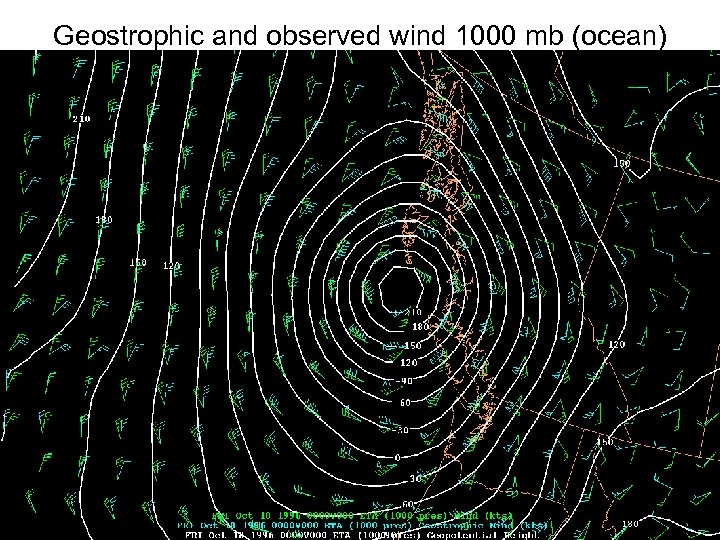 Geostrophic and observed wind 1000 mb (ocean) 