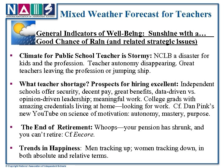 Mixed Weather Forecast for Teachers a General Indicators of Well-Being: Sunshine with a… Good