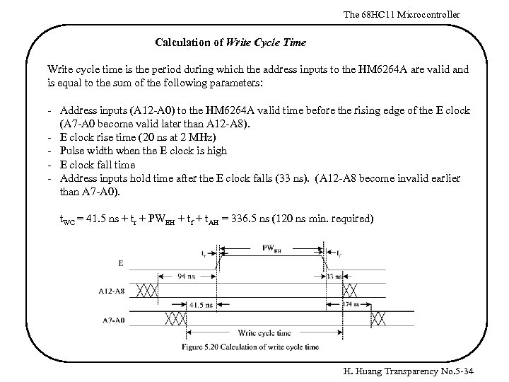 The 68 HC 11 Microcontroller Calculation of Write Cycle Time Write cycle time is