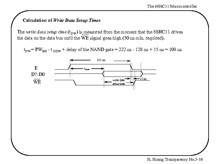 The 68 HC 11 Microcontroller Calculation of Write Data Setup Times The write data