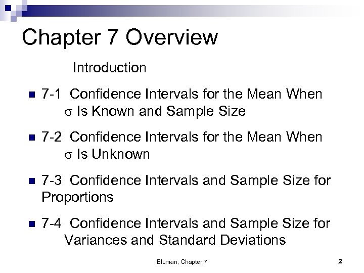 Chapter 7 Confidence Intervals And Sample Size