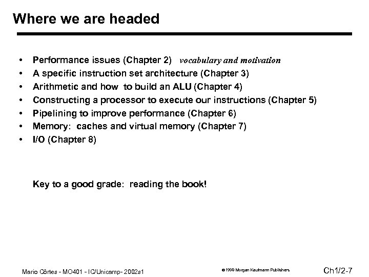 Where we are headed • • Performance issues (Chapter 2) vocabulary and motivation A