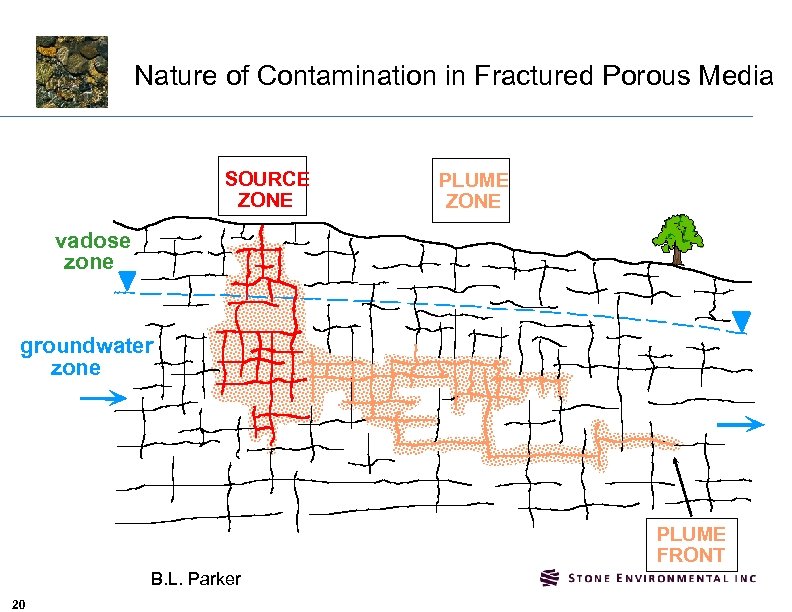 Nature of Contamination in Fractured Porous Media SOURCE ZONE PLUME ZONE vadose zone groundwater