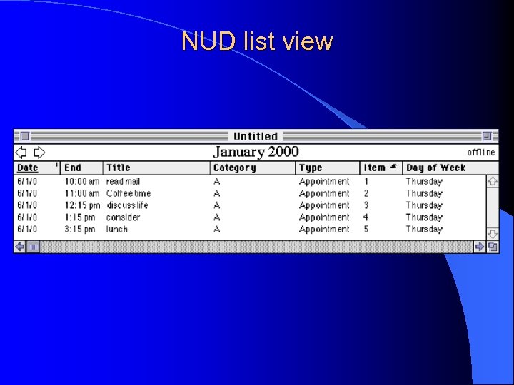 NUD list view 