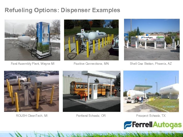 Refueling Options: Dispenser Examples Ford Assembly Plant, Wayne MI ROUSH Clean. Tech, MI Positive