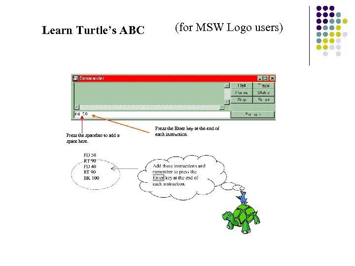 Learn Turtle’s ABC Press the spacebar to add a space here. (for MSW Logo