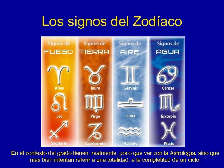 Los signos del Zodíaco En el contexto del grado tienen, realmente, poco que ver