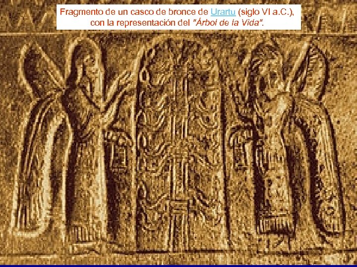 Fragmento de un casco de bronce de Urartu (siglo VI a. C. ), con