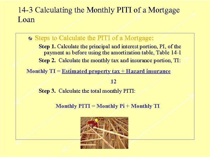 14 -3 Calculating the Monthly PITI of a Mortgage Loan Steps to Calculate the