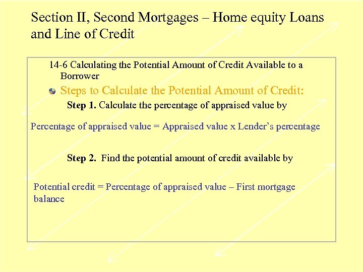 Section II, Second Mortgages – Home equity Loans and Line of Credit 14 -6
